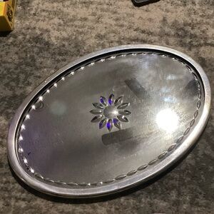 Two’s Company Vanity Mirror Tray, Silver-tone 18” X 13” Oval